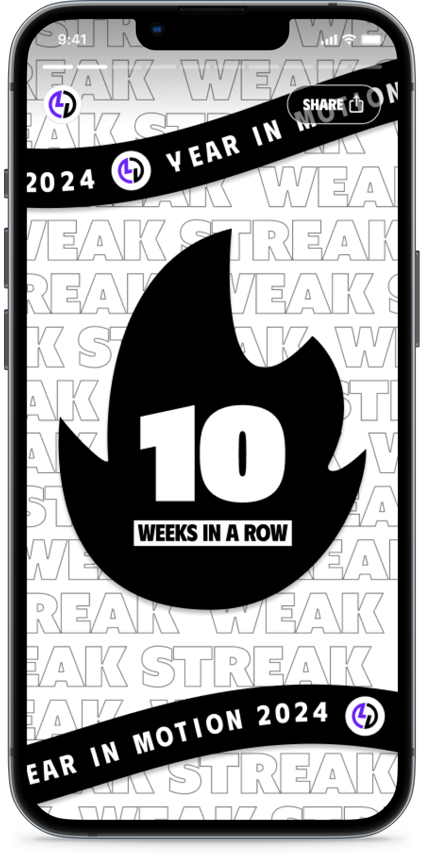 Year in motion week streak page